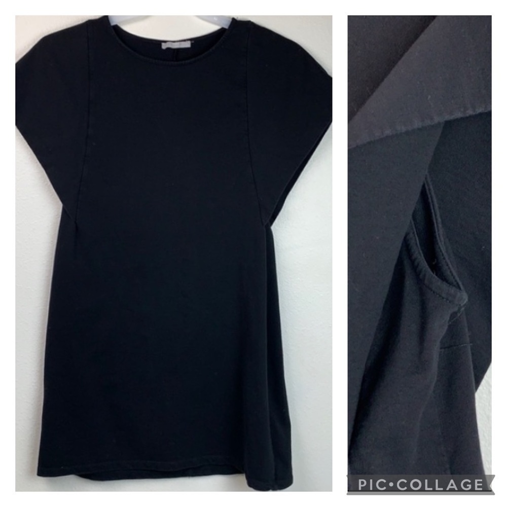 ZARA mini dress W/B Collection: structured cape sleeve chic black shift EUC